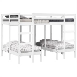 Lit superposé triple blanc 140x200/70x140 cm bois de pin massif 