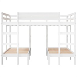 Lit superposé triple blanc 140x200/70x140 cm bois de pin massif 
