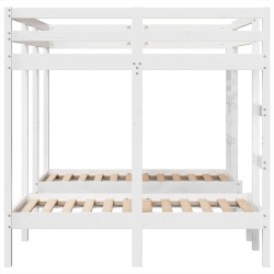 Lit superposé triple blanc 140x200/70x140 cm bois de pin massif 