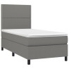 Sommier à lattes de lit avec matelas et LED Gris foncé 80x200cm 