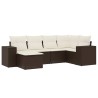 Salon de jardin avec coussins 6 pcs marron résine tressée 