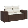 Salon de jardin avec coussins 6 pcs marron résine tressée 