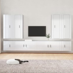 Ensemble de meubles TV 8 pcs Blanc brillant Bois d'ingénierie 