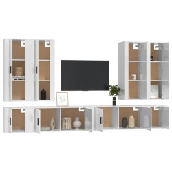 Ensemble de meubles TV 8 pcs Blanc brillant Bois d'ingénierie 