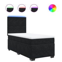 Sommier à lattes de lit avec matelas Noir 90x200 cm Velours 