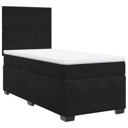 Sommier à lattes de lit avec matelas Noir 90x200 cm Velours 