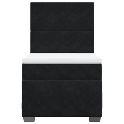 Sommier à lattes de lit avec matelas Noir 90x200 cm Velours 