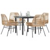 Ensemble à manger jardin coussins 5pcs marron poly rotin verre 