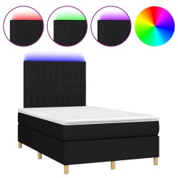 Sommier à lattes de lit matelas et LED noir 120x190 cm tissu 