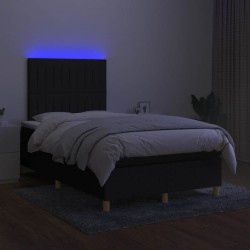 Sommier à lattes de lit matelas et LED noir 120x190 cm tissu 