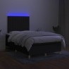 Sommier à lattes de lit matelas et LED noir 120x190 cm tissu 