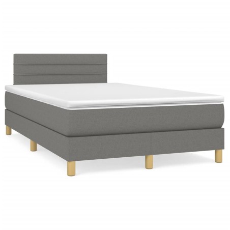 Sommier à lattes de lit avec matelas gris foncé 120x190cm tissu 