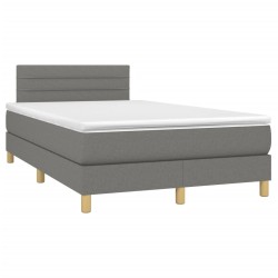 Sommier à lattes de lit avec matelas gris foncé 120x190cm tissu 