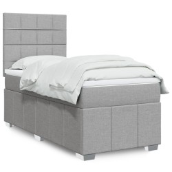 Sommier à lattes de lit et matelas Gris clair 90x190 cm Tissu 