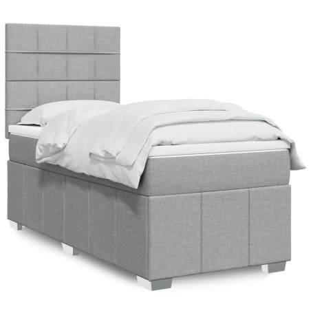 Sommier à lattes de lit et matelas Gris clair 90x190 cm Tissu 