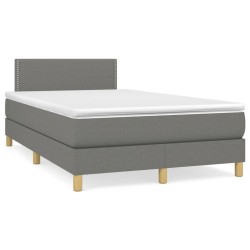 Sommier à lattes de lit avec matelas gris foncé 120x190cm tissu 