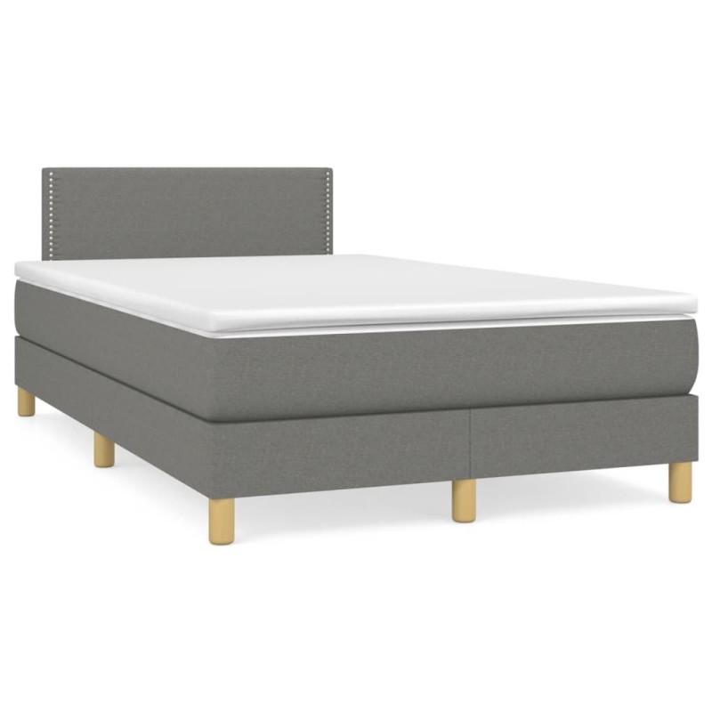 Sommier à lattes de lit avec matelas gris foncé 120x190cm tissu 