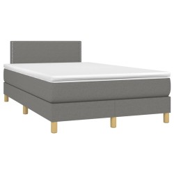 Sommier à lattes de lit avec matelas gris foncé 120x190cm tissu 
