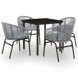 Ensemble à manger de jardin 5 pcs Gris 