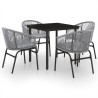 Ensemble à manger de jardin 5 pcs Gris 