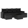 Salon de jardin 7 pcs avec coussins noir résine tressée 