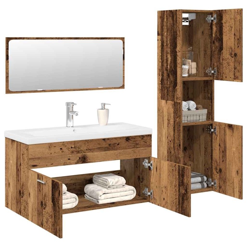 Ensemble de meubles salle de bain 4 pcs bois d'ingénierie 