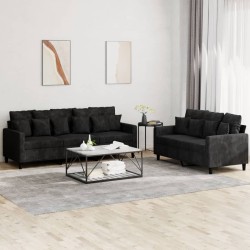 Ensemble de canapés 2 pcs avec coussins Noir Velours 