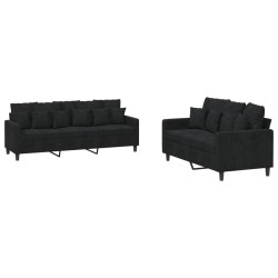 Ensemble de canapés 2 pcs avec coussins Noir Velours 