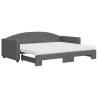 Lit de jour avec gigogne et matelas gris foncé 90x200 cm tissu 