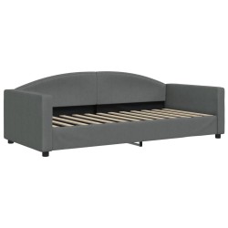 Lit de jour avec gigogne et matelas gris foncé 90x200 cm tissu 