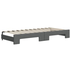 Lit de jour avec gigogne et matelas gris foncé 90x200 cm tissu 