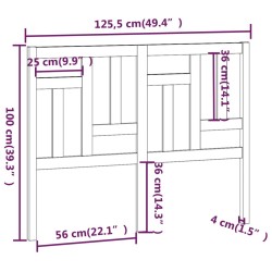 Tête de lit Marron miel 125,5x4x100 cm Bois massif de pin 