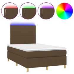 Sommier à lattes de lit matelas et LED marron foncé 120x190 cm 