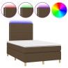 Sommier à lattes de lit matelas et LED marron foncé 120x190 cm 