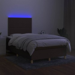 Sommier à lattes de lit matelas et LED marron foncé 120x190 cm 