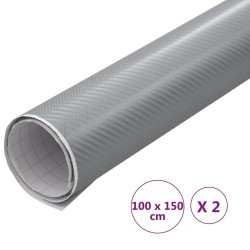 Films 4D de voiture 2 pcs Argenté 100x150 cm 