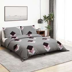 Ensemble de housse de couette Gris 155x220 cm Coton 