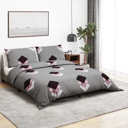 Ensemble de housse de couette Gris 155x220 cm Coton 
