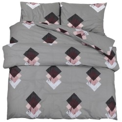 Ensemble de housse de couette Gris 155x220 cm Coton 