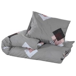 Ensemble de housse de couette Gris 155x220 cm Coton 