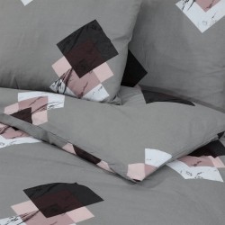 Ensemble de housse de couette Gris 155x220 cm Coton 
