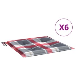 Coussins de chaise de jardin lot de 6 carreaux rouges 40x40x3cm 