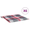 Coussins de chaise de jardin lot de 6 carreaux rouges 40x40x3cm 