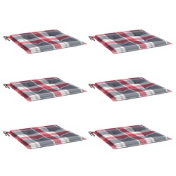 Coussins de chaise de jardin lot de 6 carreaux rouges 40x40x3cm 