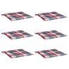 Coussins de chaise de jardin lot de 6 carreaux rouges 40x40x3cm 