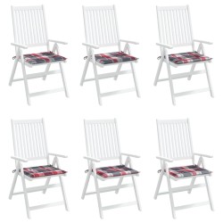 Coussins de chaise de jardin lot de 6 carreaux rouges 40x40x3cm 