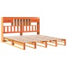 Lit bibliothèque sans matelas cire marron 200x200 cm pin massif 