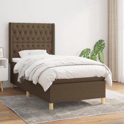 Sommier à lattes de lit avec matelas Marron foncé 100x200 cm 
