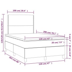 Sommier à lattes de lit avec matelas Taupe 120x200 cm Tissu 