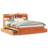 Lit bibliothèque sans matelas cire marron 180x200 cm pin massif 